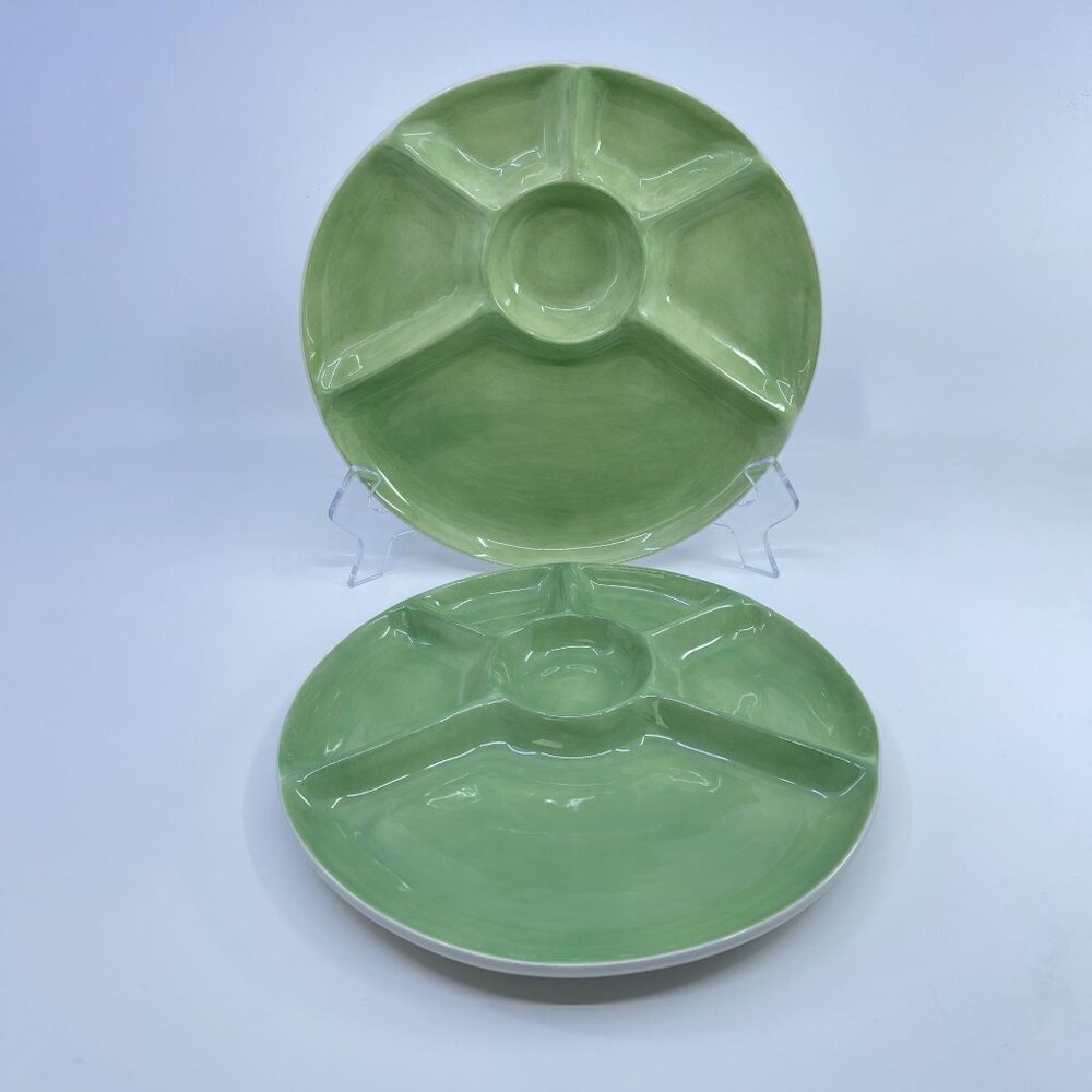 williams sonoma jasmine green sectioned plates set of 2